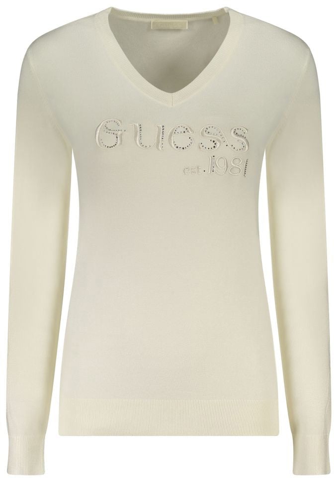 Guess Guess Jeans Bianco Viscosa Women's Long-Sleeved T-Shirt Wit