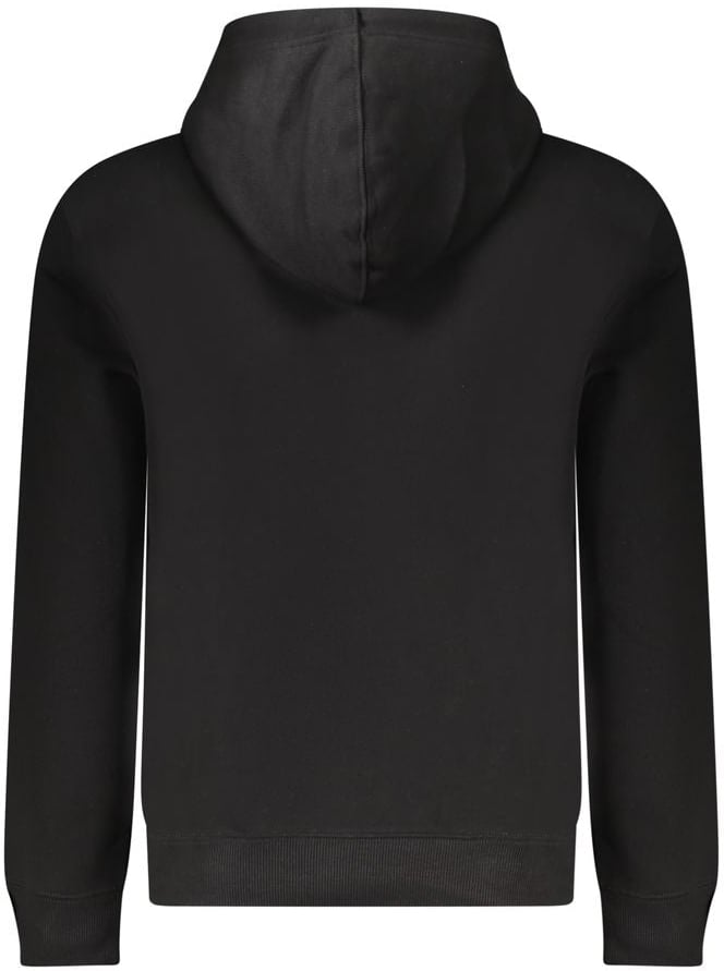 Guess Jeans Black Cotton Men Sweatshirt Slim Fit Hooded Zwart