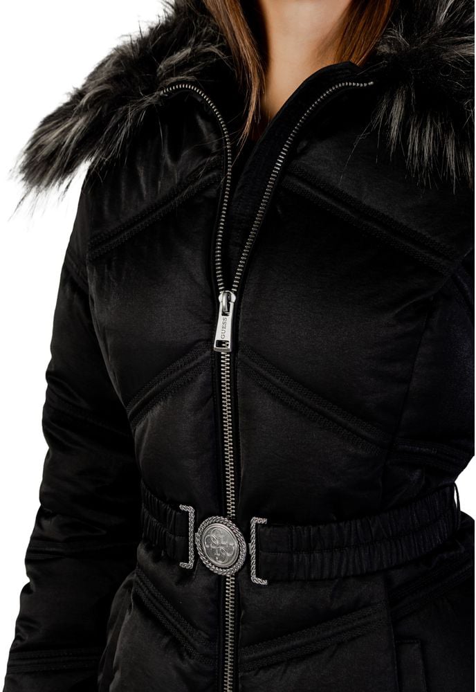 Guess Black Cotton Coat Zwart