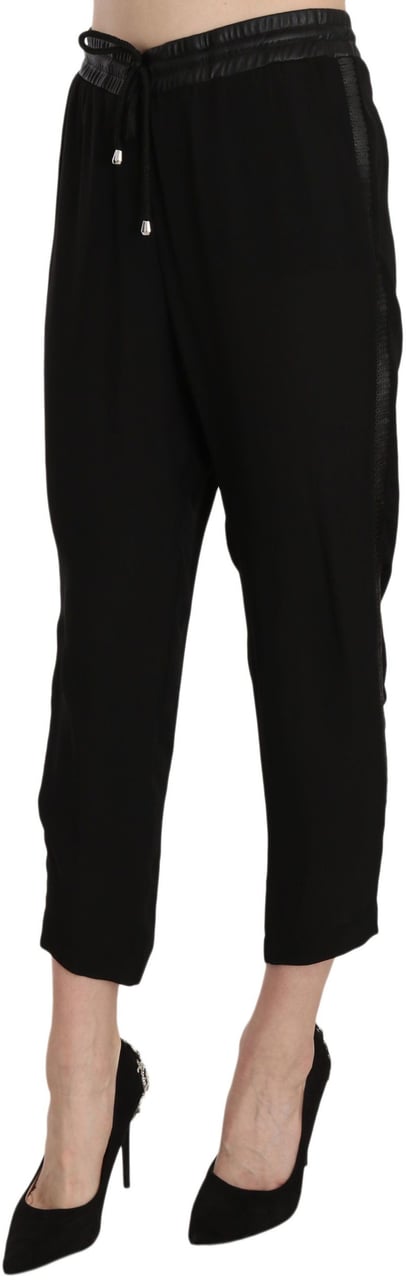 Guess Black Polyester High Waist Cropped Trousers Pants Zwart
