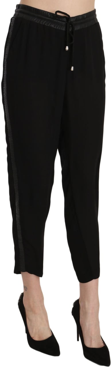 Guess Black Polyester High Waist Cropped Trousers Pants Zwart