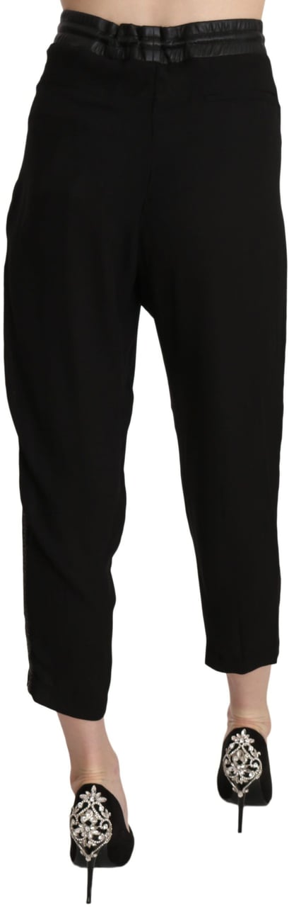 Guess Black Polyester High Waist Cropped Trousers Pants Zwart