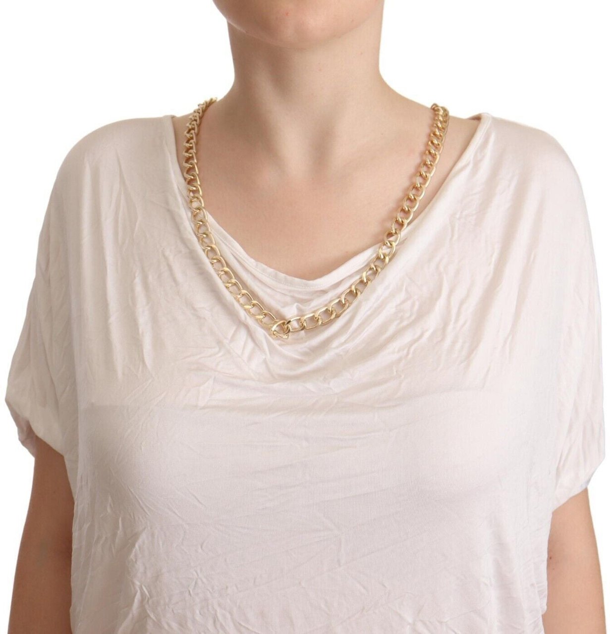 Guess By Marciano White Short Sleeves Gold Chain T-shirt Top Zwart