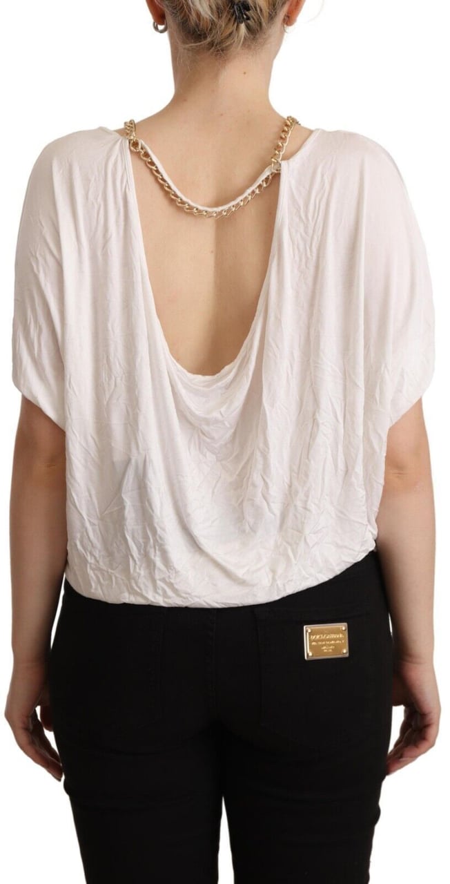 Guess By Marciano White Short Sleeves Gold Chain T-shirt Top Zwart