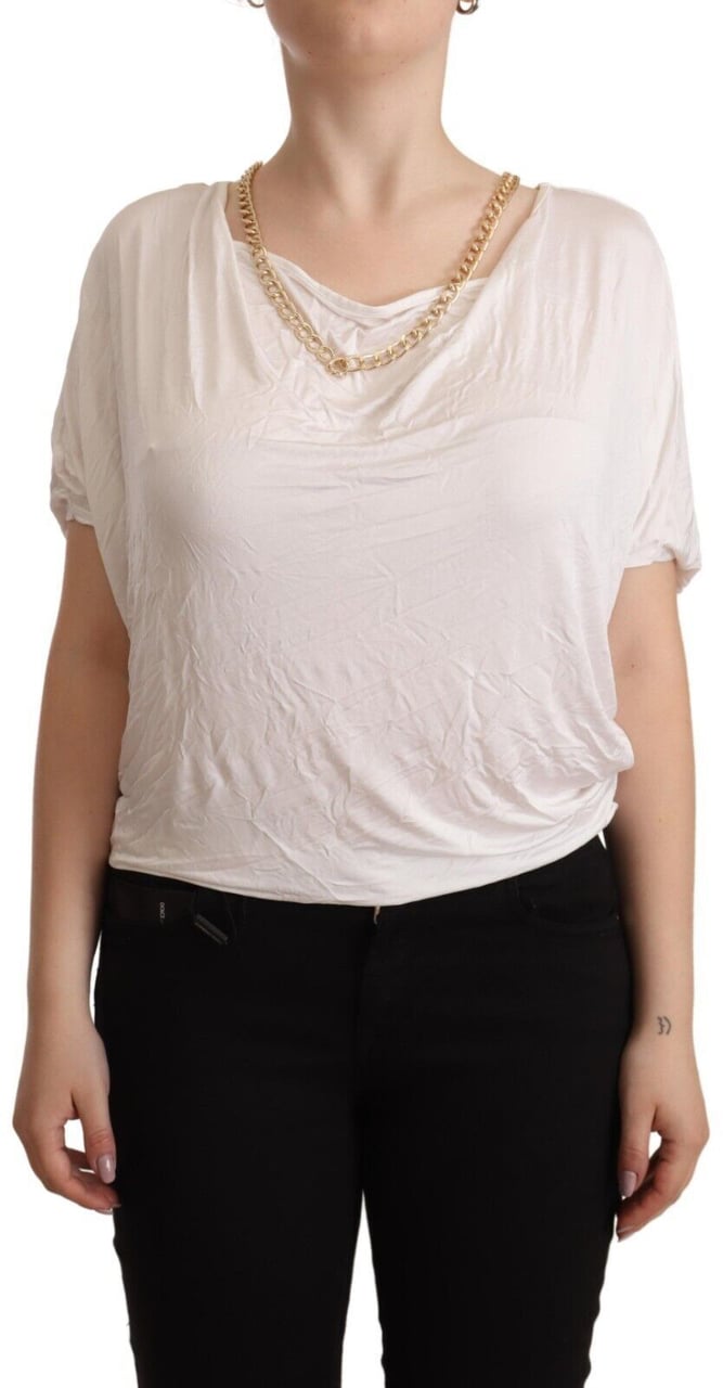 Guess By Marciano White Short Sleeves Gold Chain T-shirt Top Zwart