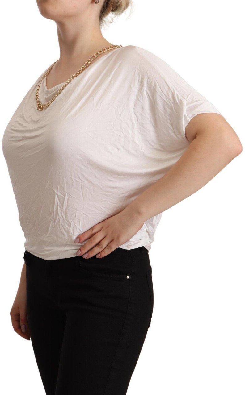 Guess By Marciano White Short Sleeves Gold Chain T-shirt Top Zwart