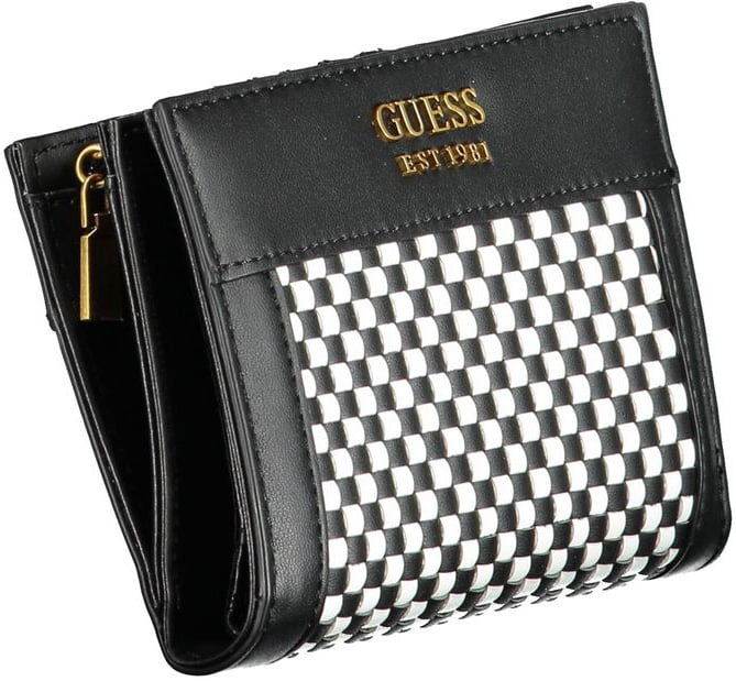 Guess Jeans Black Polyurethane Women Wallet Zwart