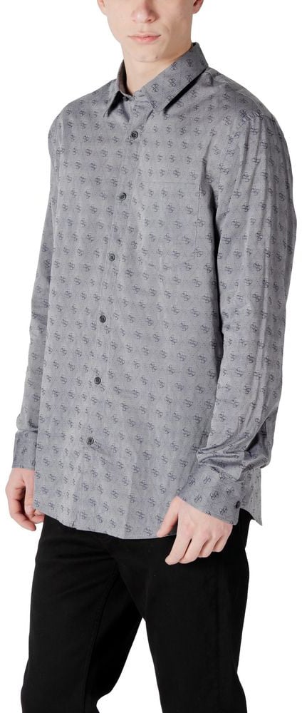 Guess Gray Cotton Dress Shirt Grijs