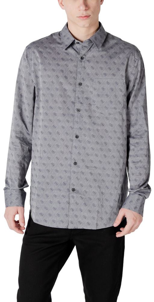 Guess Gray Cotton Dress Shirt Grijs