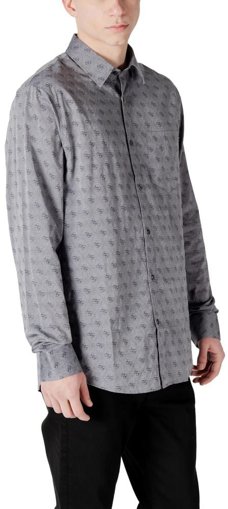 Guess Gray Cotton Dress Shirt Grijs