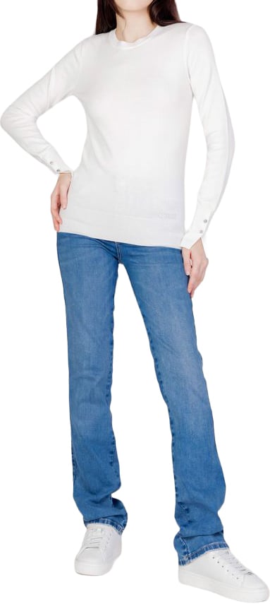 Guess White Cotton Sweatshirt Wit