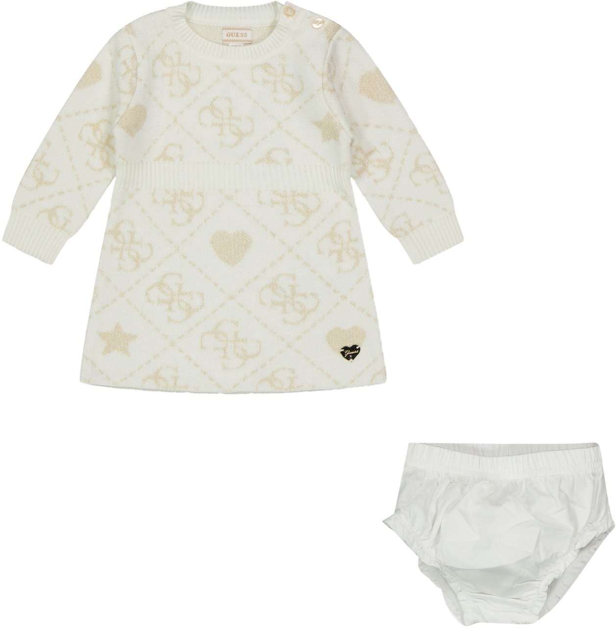 Guess Guess Baby Meisjes Jurk In Off White Wit
