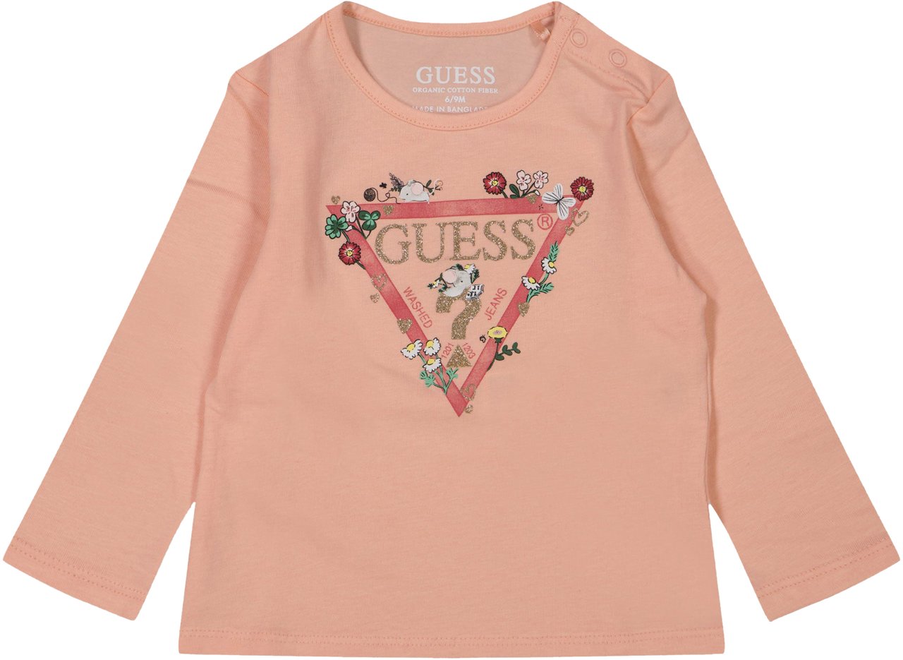Guess Guess Baby Meisjes T-Shirt In Zalm Roze