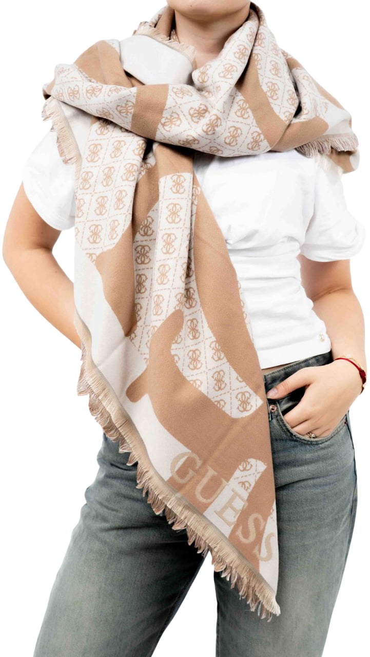 Guess Jacquard Kefiah Sjaal 135X135 Beige