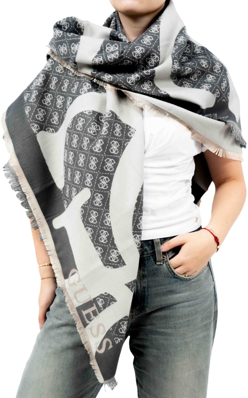 Guess Jacquard Kefiah Sjaal 135X135 Zwart