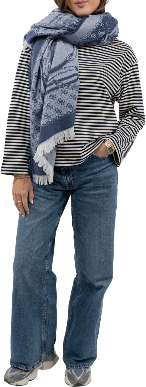 Guess Kefiah Sjaal 120X120 Blauw