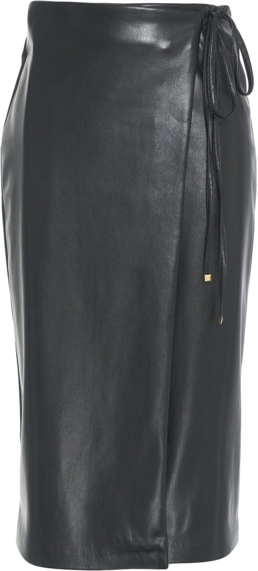 Guess Wrap skirt made of faux leather Zwart