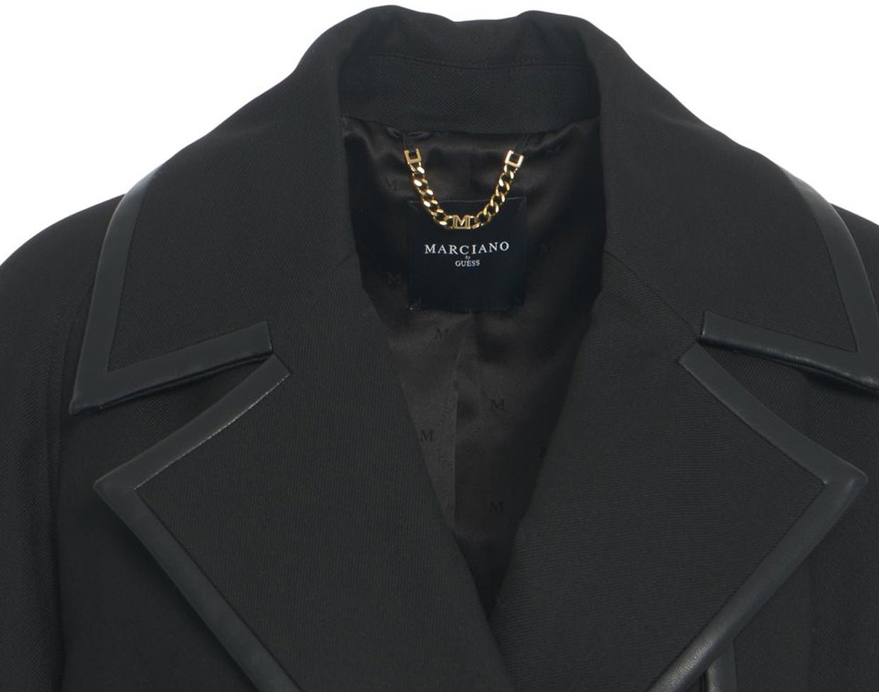 Guess Coat with leather details Zwart
