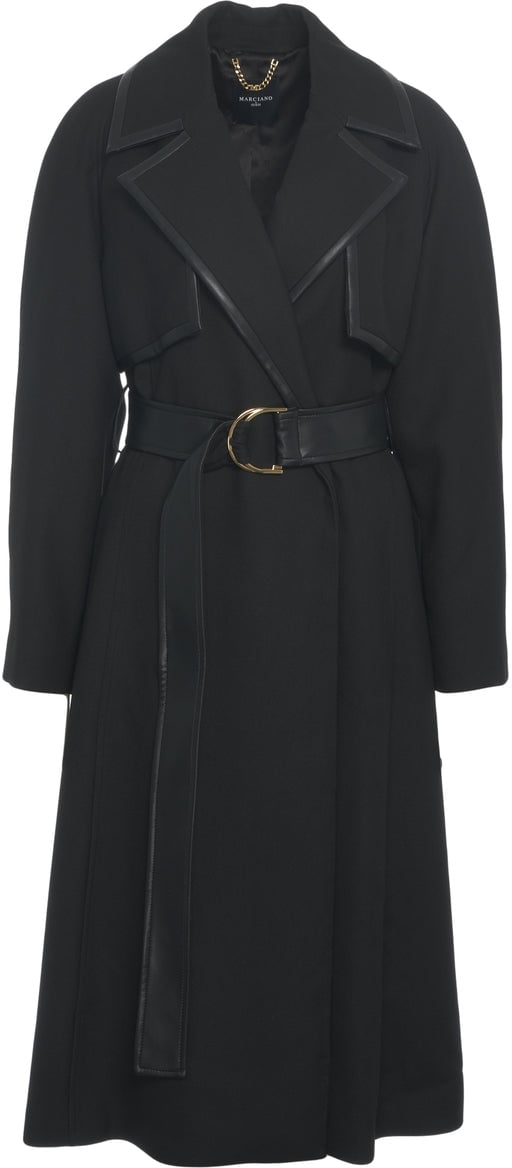 Guess Coat with leather details Zwart