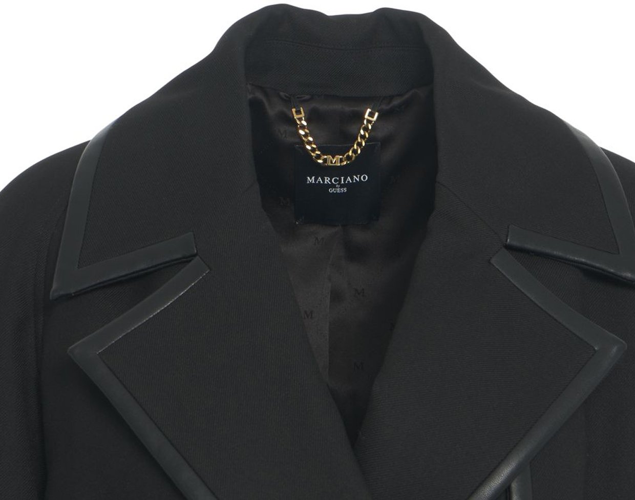 Guess Cappotto con dettagli in pelle Zwart