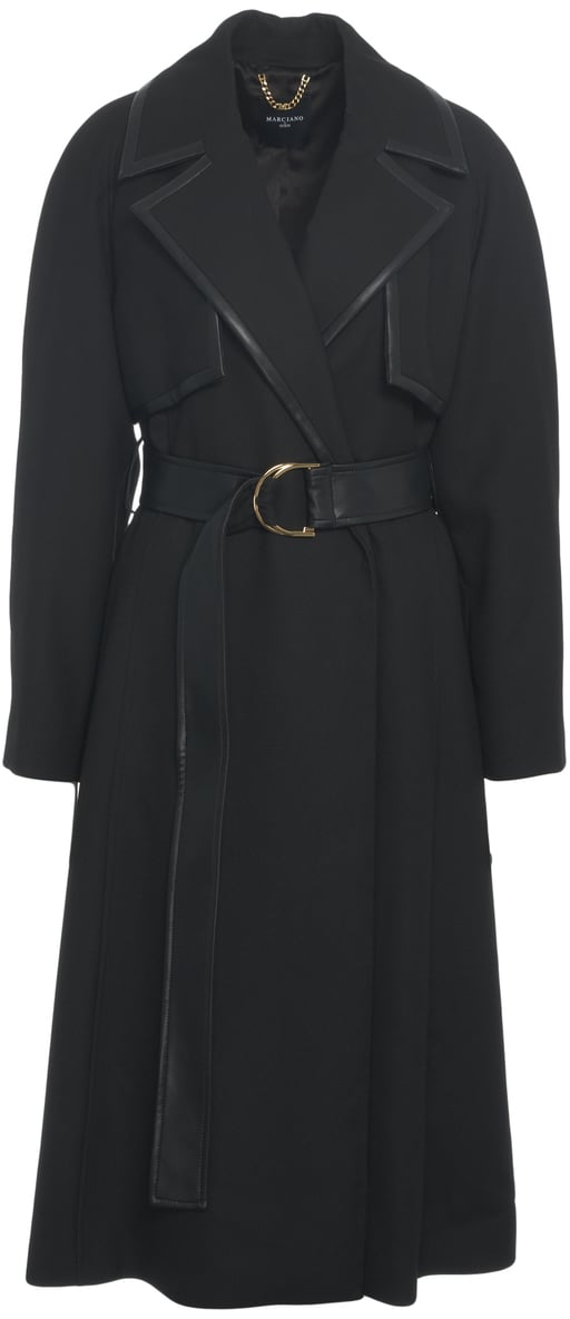 Guess Cappotto con dettagli in pelle Zwart