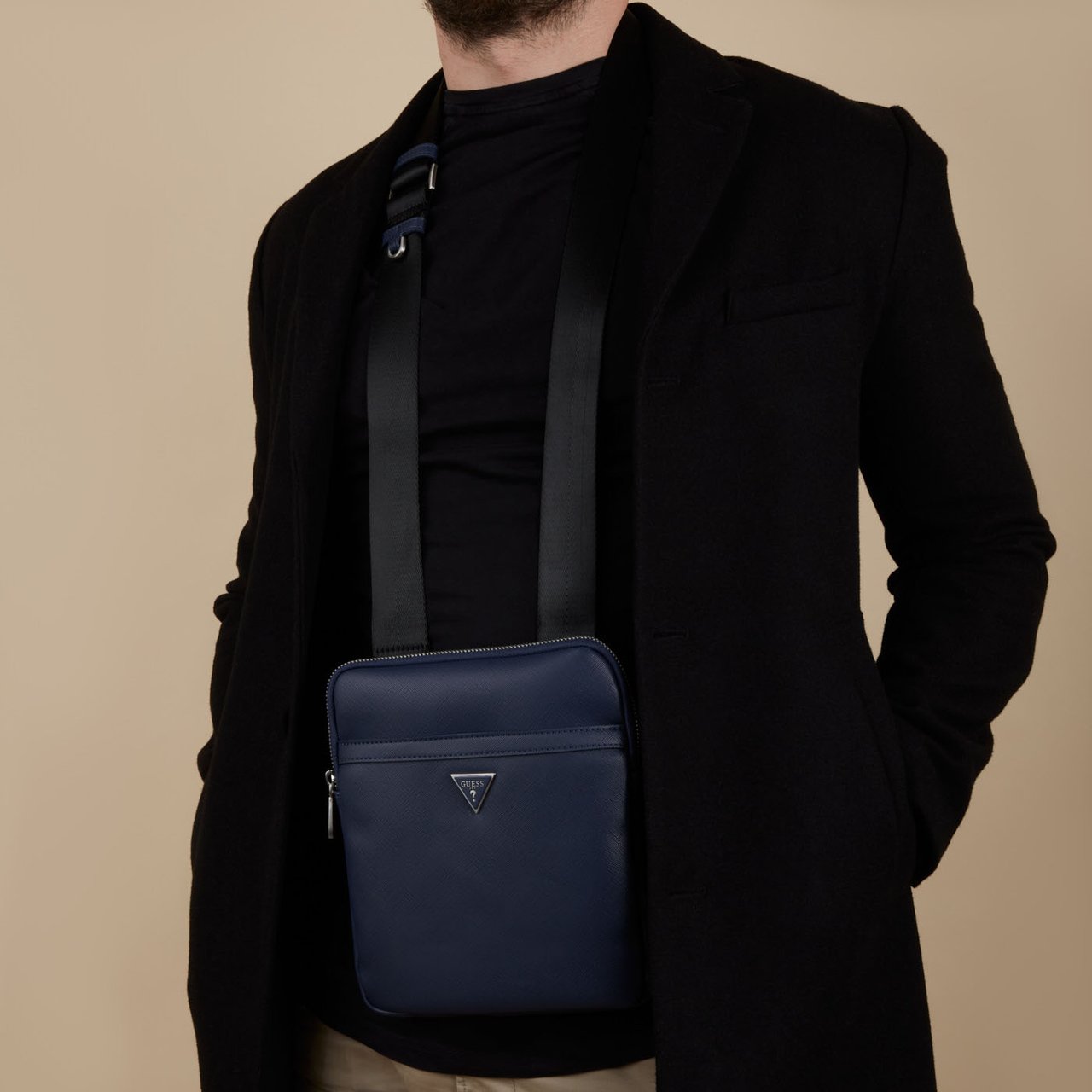 Guess Milano Kunstleer Crossbody Tas Blauw