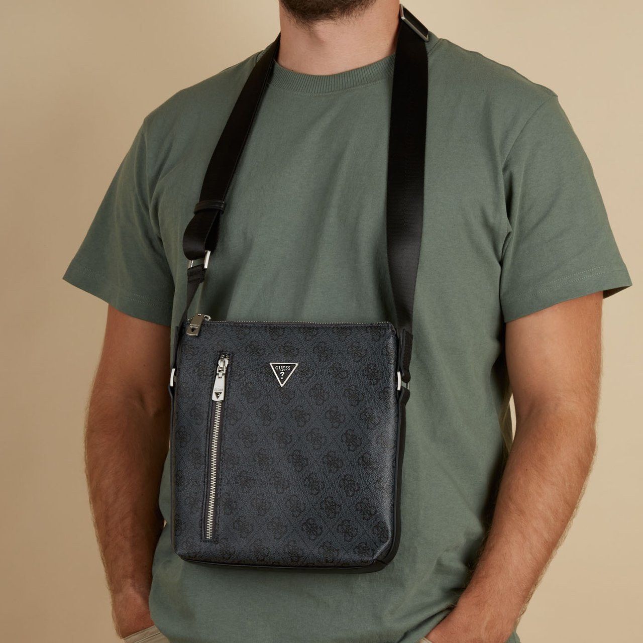 Guess Kunstleer Crossbody Tas Zwart