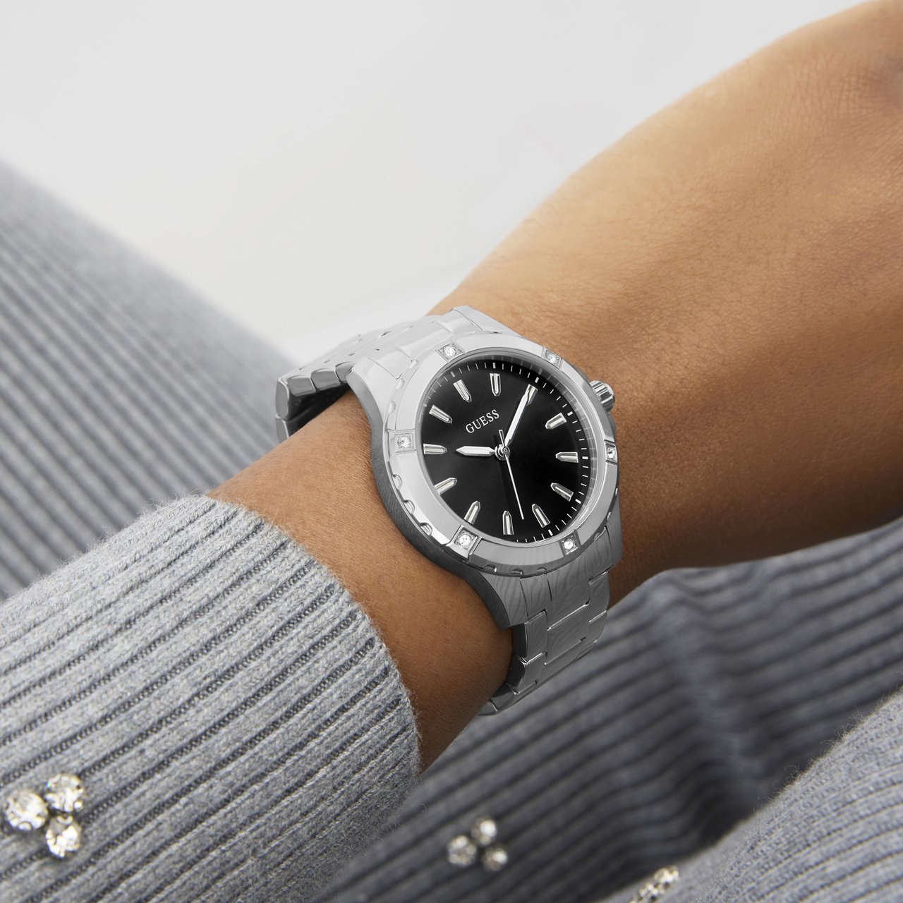 Guess - Horloge - Zwart Zilver