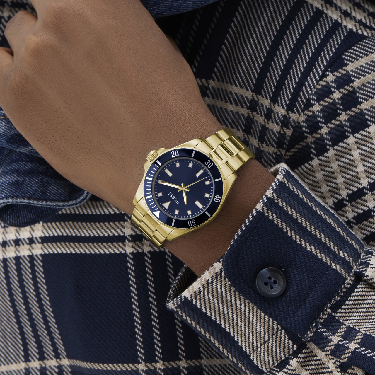 Guess - Horloge - Blauw Goud