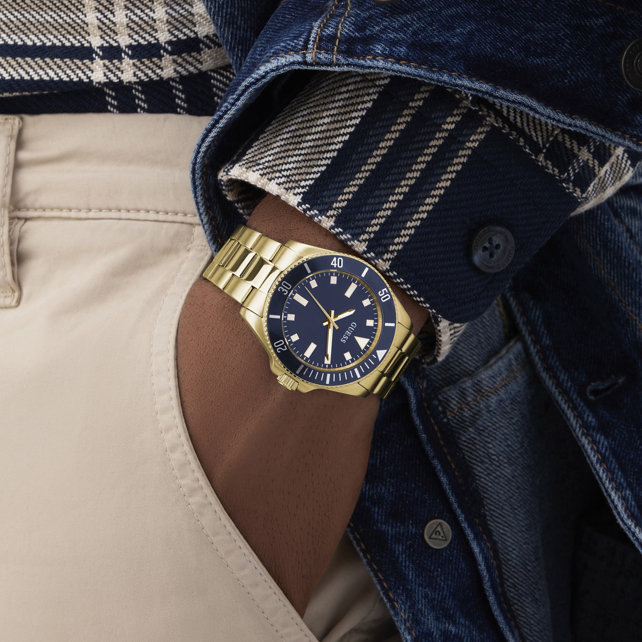 Guess - Horloge - Blauw Goud