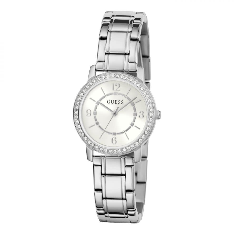Guess Guess Dames Horloge GW0468L1 Staal Quartz met Zilverkleurige Wijzerplaat en Zirkonia 32mm Divers