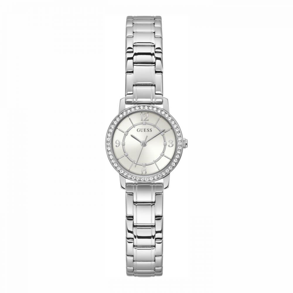 Guess Guess Dames Horloge GW0468L1 Staal Quartz met Zilverkleurige Wijzerplaat en Zirkonia 32mm Divers