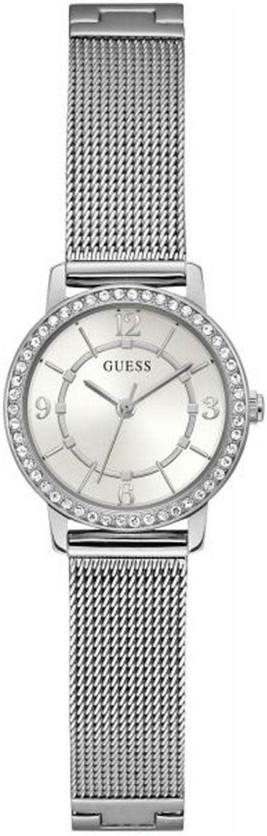 Guess Guess Dames Horloge GW0534L1 Staal Quartz met Zilverkleurig Wijzerplaat en Zirkonia en Meshband Divers