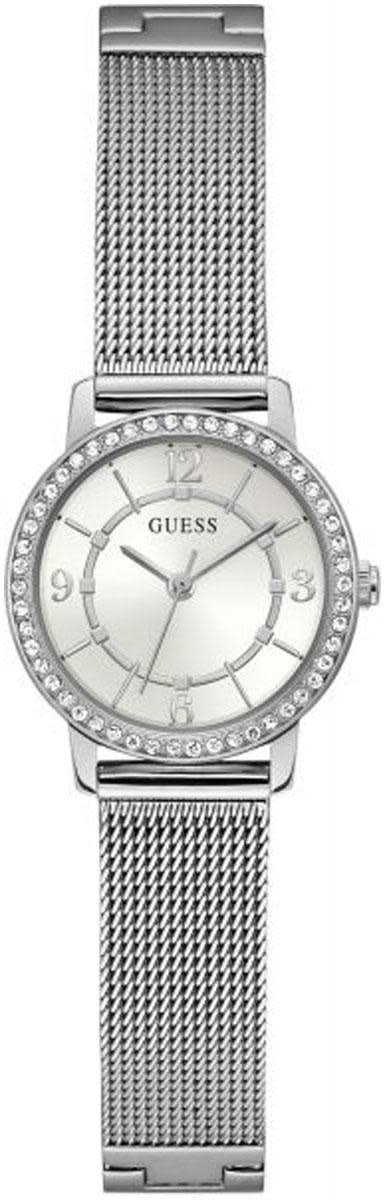 Guess Guess Dames Horloge GW0534L1 Staal Quartz met Zilverkleurig Wijzerplaat en Zirkonia en Meshband Divers