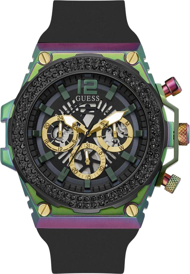 Guess Guess Heren Horloge 48mm Iridescent Watch Exposure Zwart