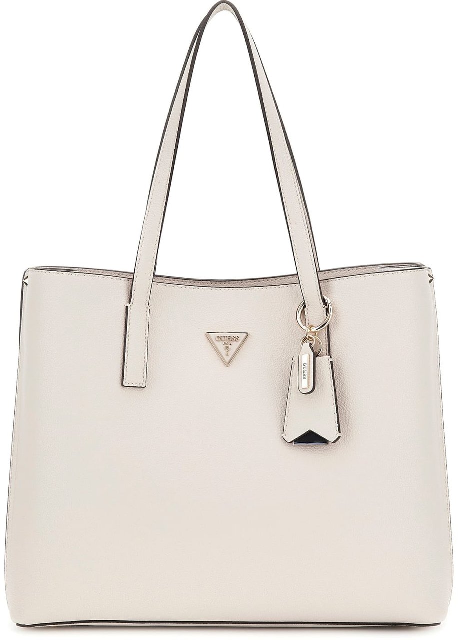Guess Guess Women's White Tote Bag In Faux Leather With Triangle Logo And Gold-tone Details. Wit