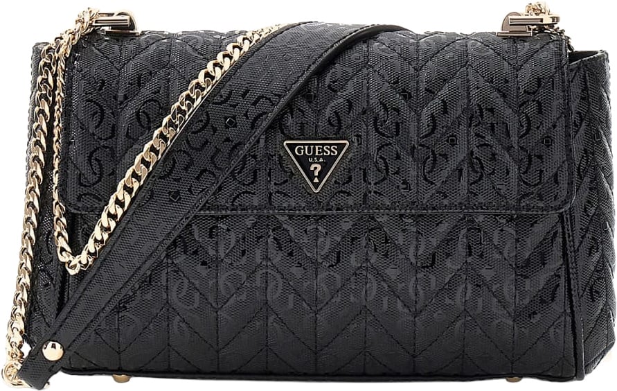 Guess Stacey Convertible Crossbody Flap Zwart