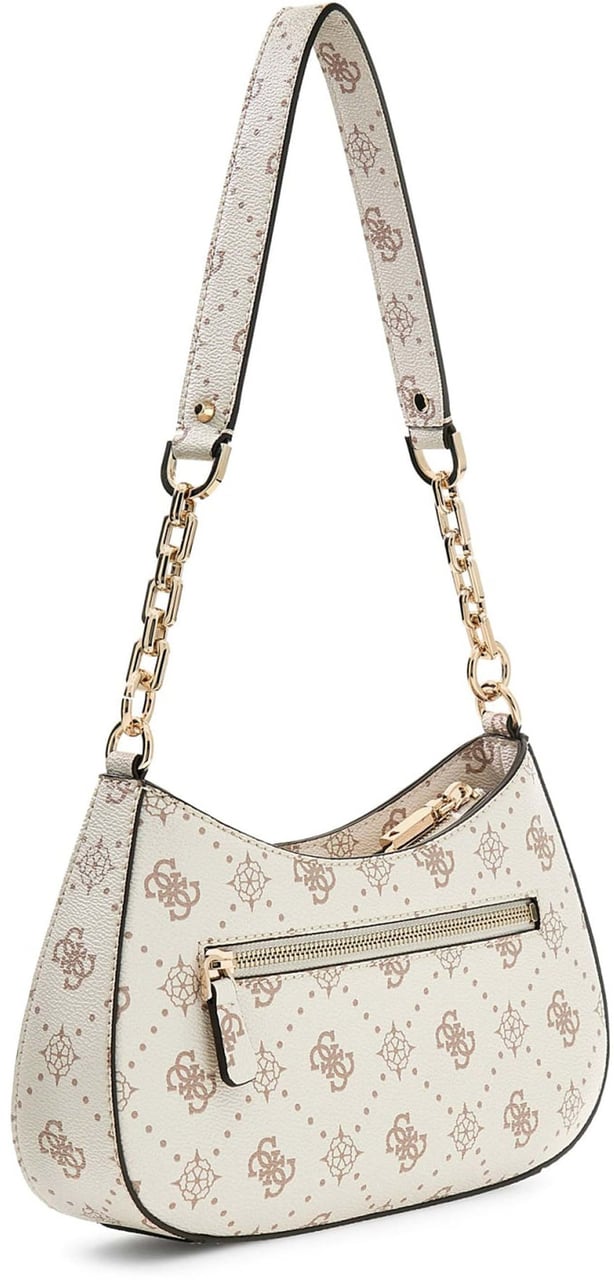 Guess Carrie Logo Top Zip Schoudertas Wit