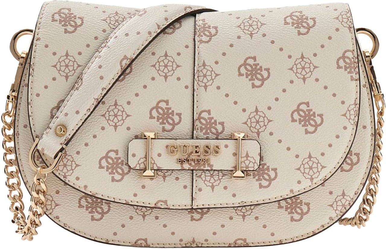 Guess Carrie Logo Flap Schoudertas Wit