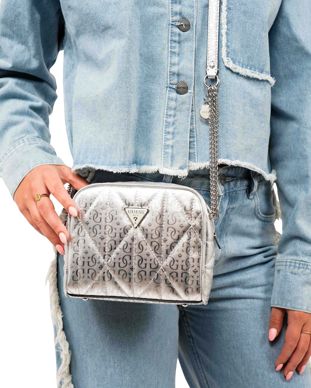 Guess Aldina Camera Tas Zilver