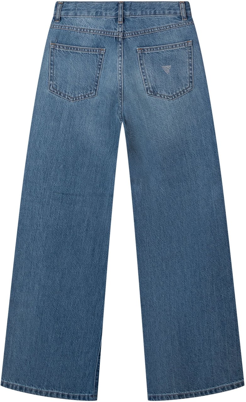 Guess Jeans Denim a Gamba Dritta con Motivo Blauw