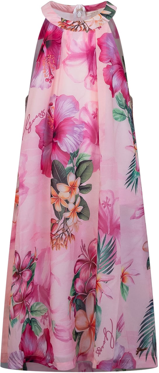 Guess Abito Lungo Senza Maniche con Stampa Floreale Roze