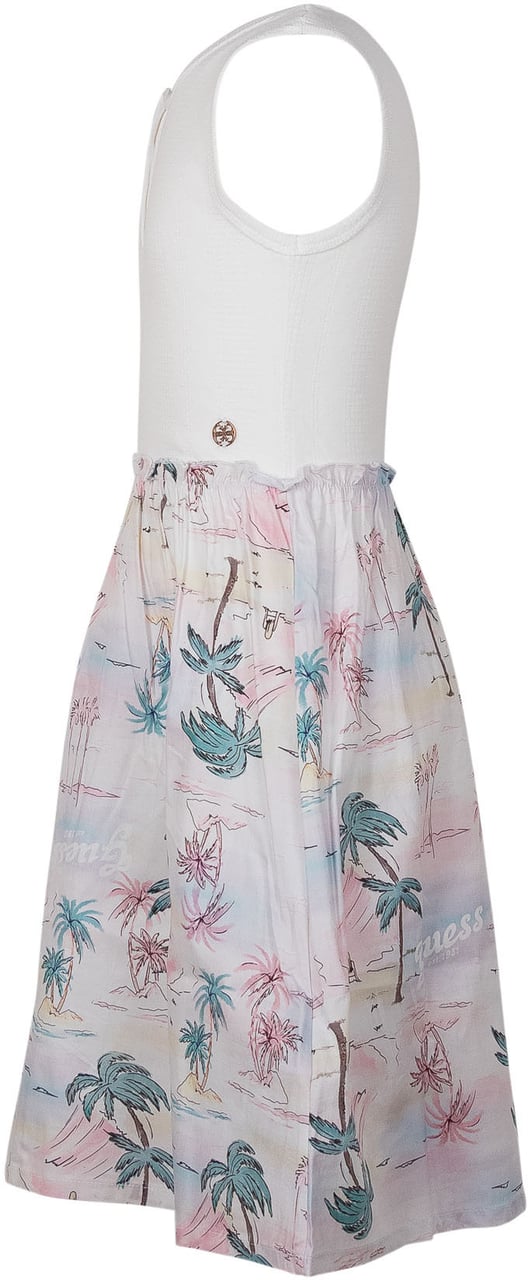 Guess Abito in Tessuto Misto con Stampa Tropicale Divers