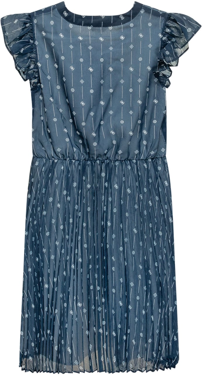 Guess Abito Plissettato con Volant Blauw
