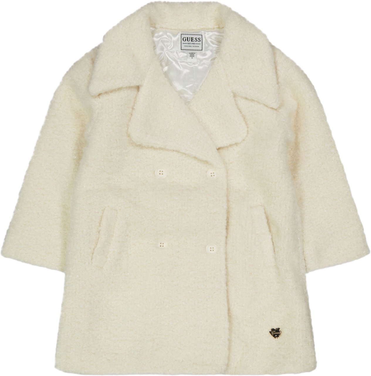 Guess Guess Kinder Meisjes Faux Fur Jassen In Off White Wit