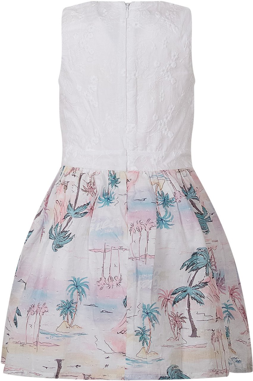 Guess Abito Senza Maniche in Tessuto Misto con Stampa Tropicale Divers