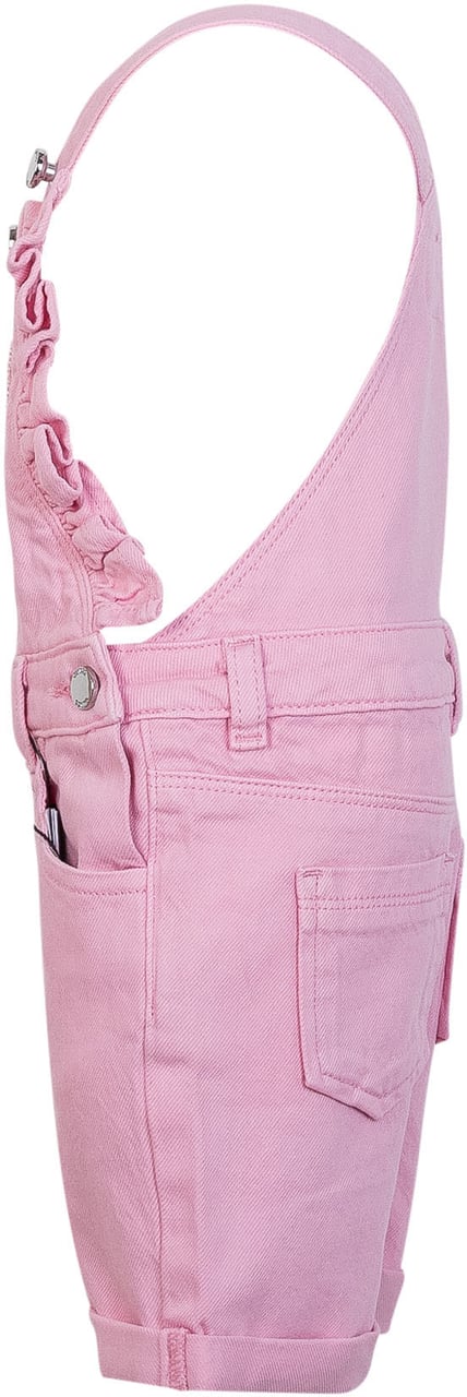 Guess Salopette Corta con Bretelle e Tasca Frontale con Ricamo Roze