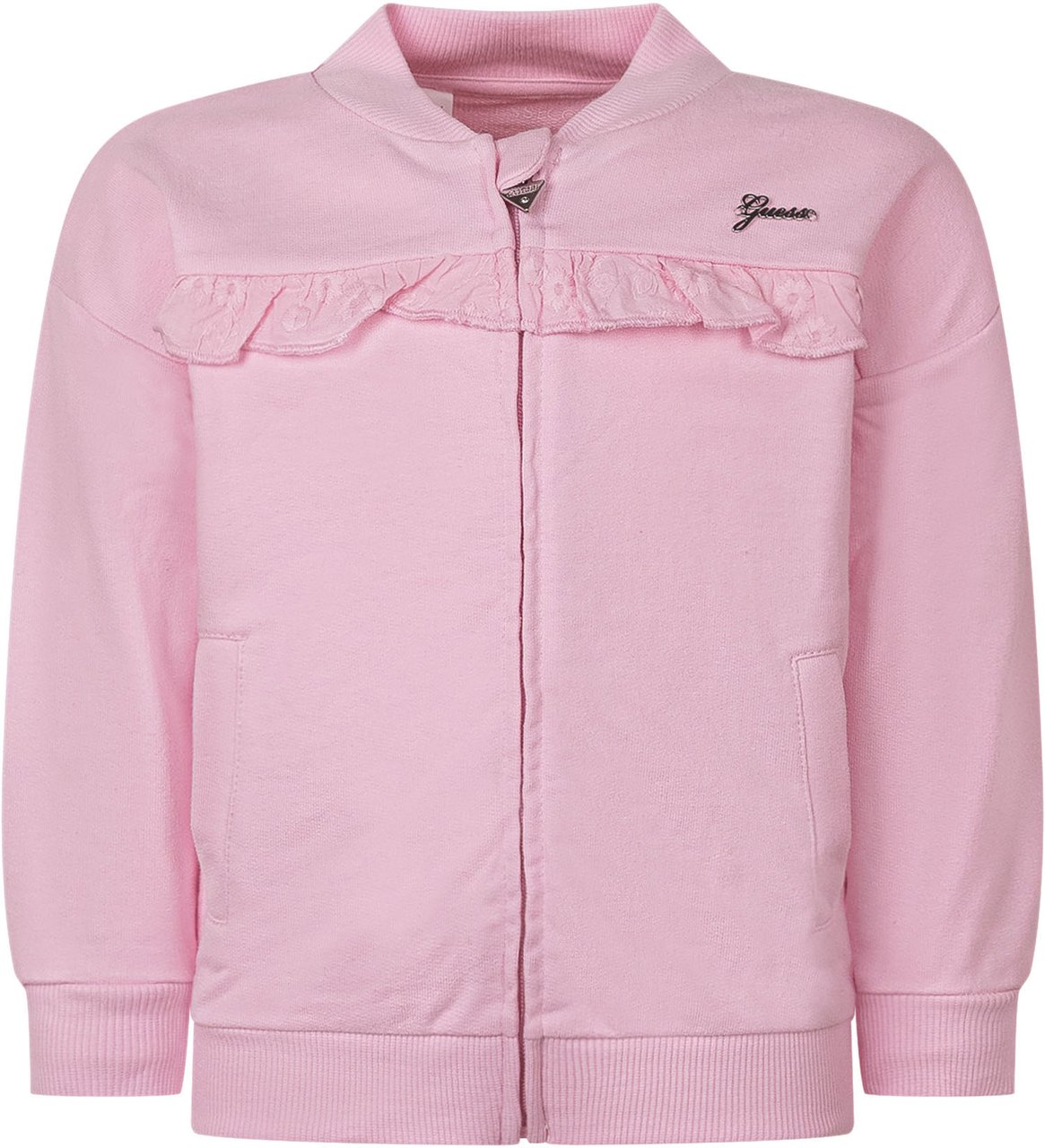 Guess Felpa con Zip e Balza Frontale Roze