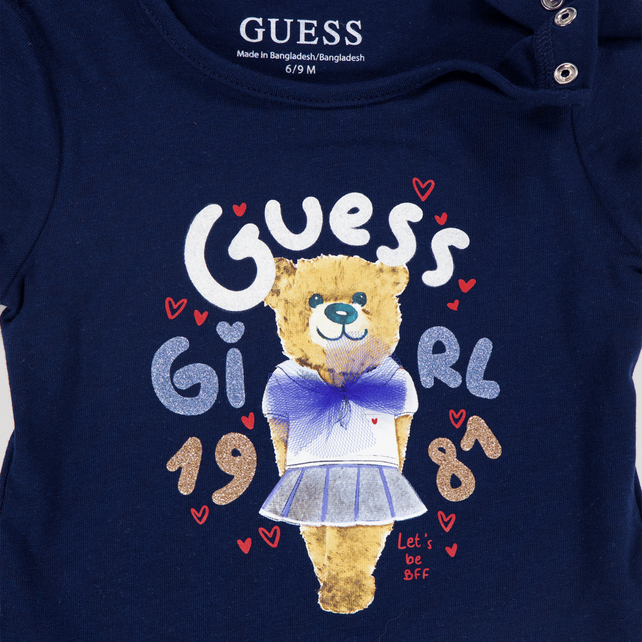 Guess Guess Baby Meisjes T-Shirt In Navy Blauw