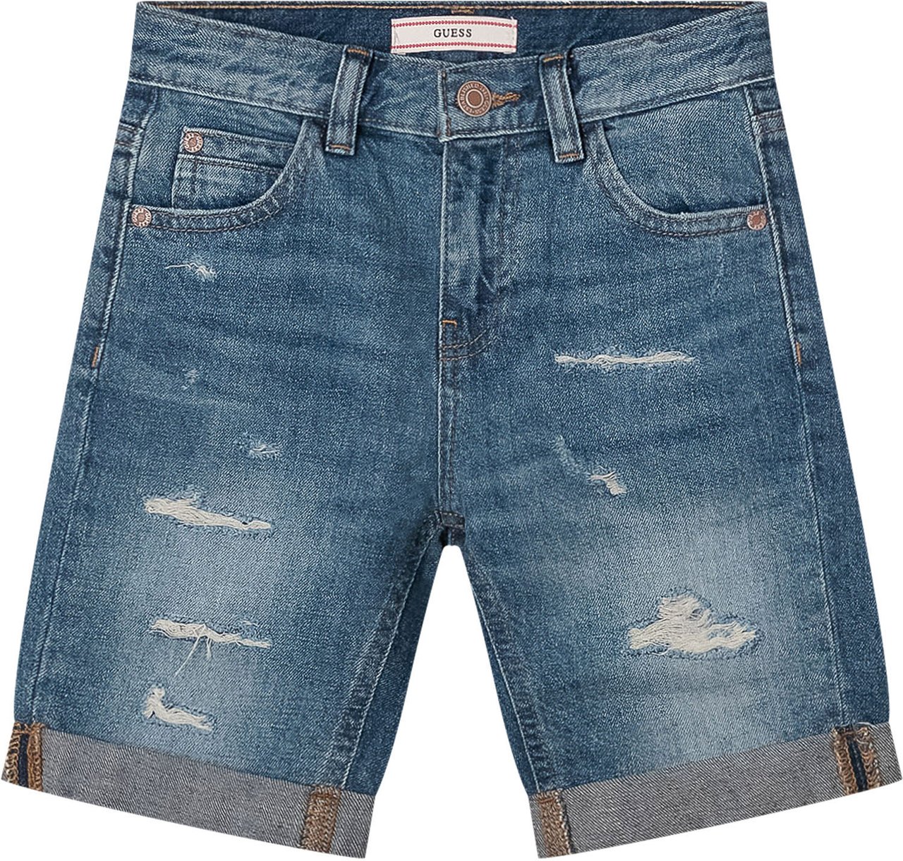 Guess Shorts Denim a Cinque Tasche Blauw